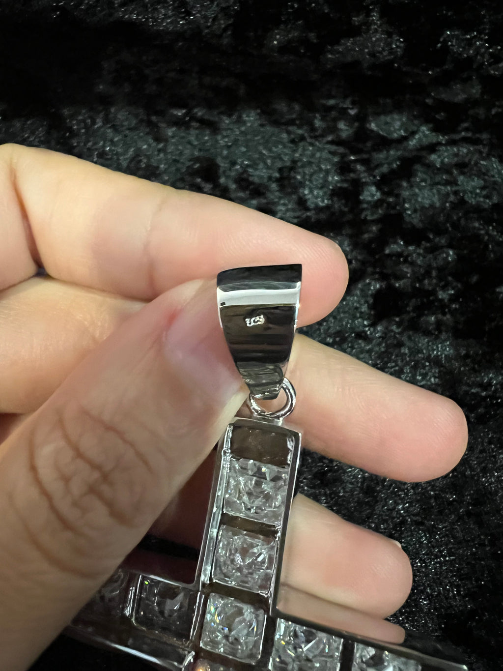 925 Sterling Silver Men Male BIG Cross White CZ Hip Hop Pendant Medal