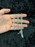 925 Sterling Silver Deck Pave Nugget Diamond Cut Curb Cuban Chain Necklace