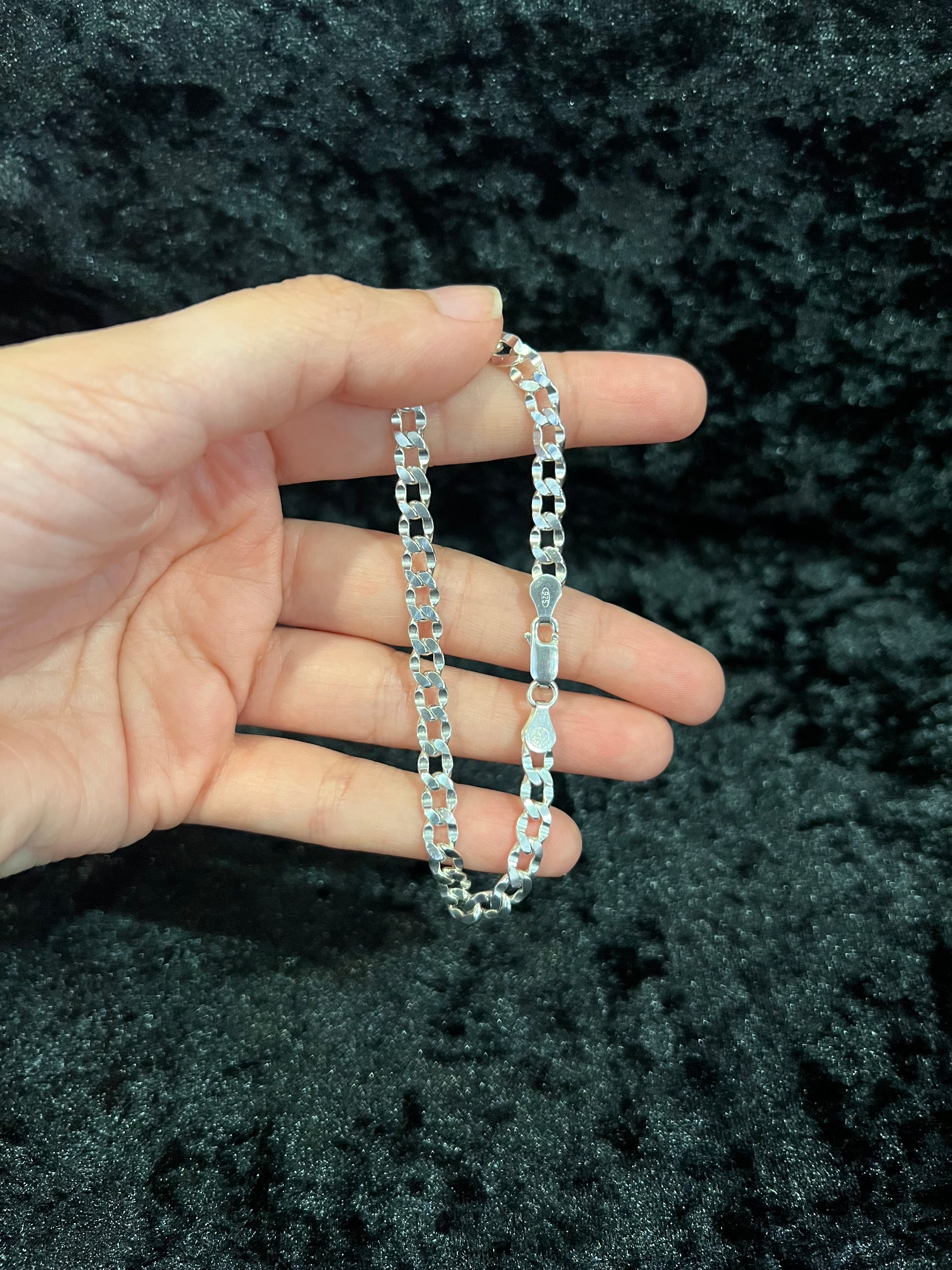 925 Sterling Silver Womens Girls Boys Mens Deck Pave Nugget Curb Cuban Link Bracelet