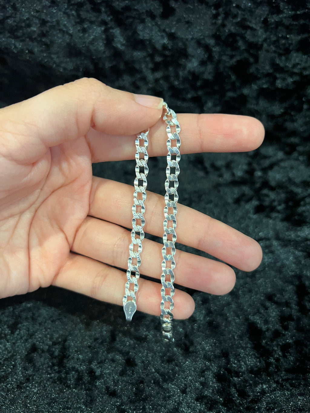 925 Sterling Silver Womens Girls Boys Mens Deck Pave Nugget Curb Cuban Link Bracelet