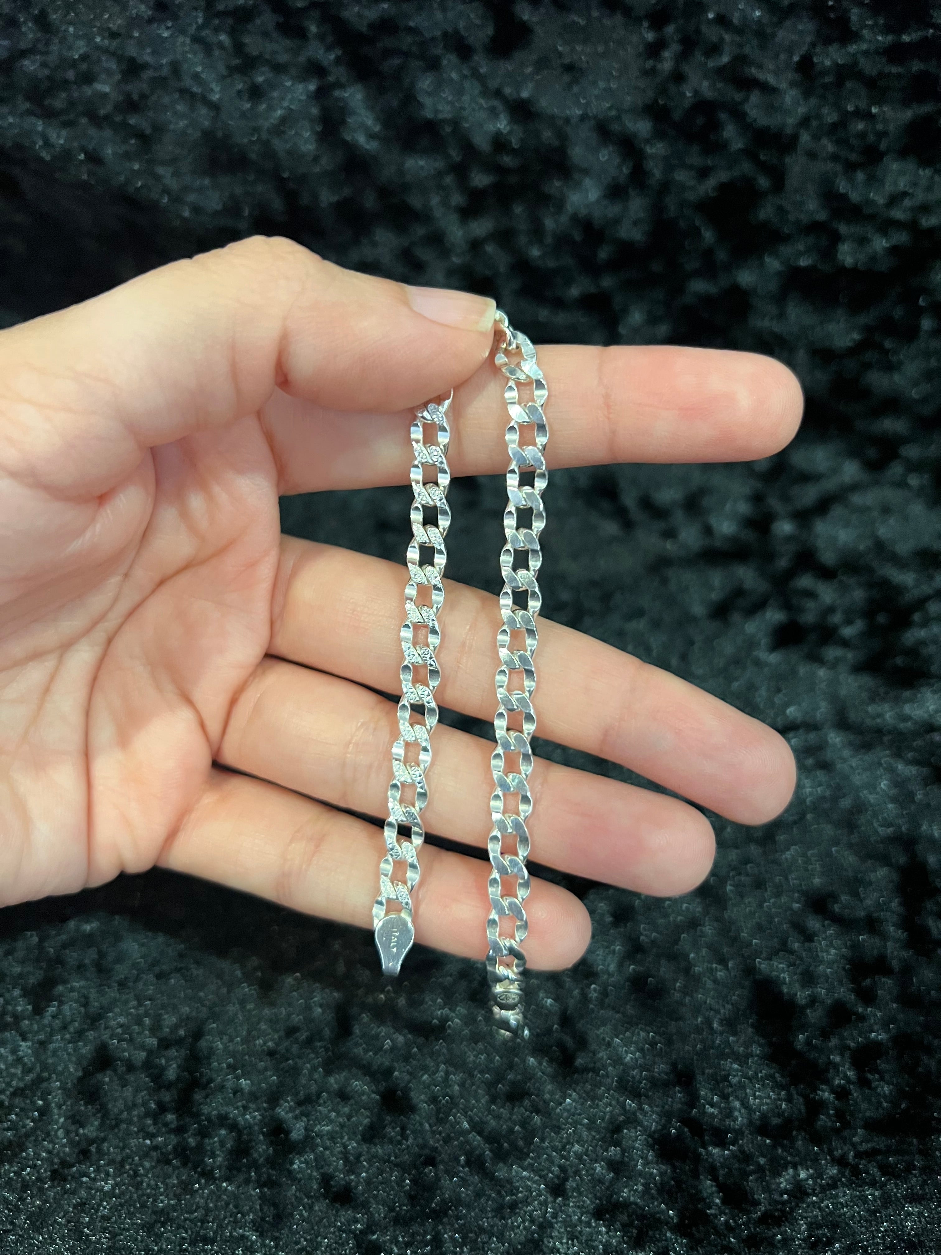 925 Sterling Silver Womens Girls Boys Mens Deck Pave Nugget Curb Cuban Link Bracelet
