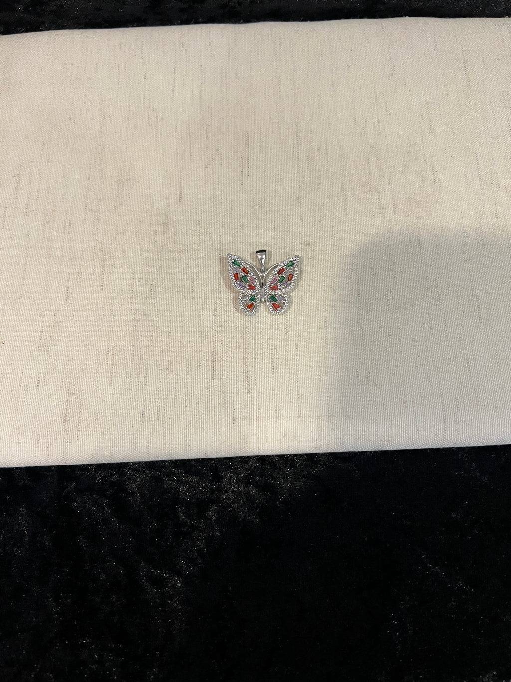 925 Sterling Silver Women Ladies Colorful CZ Butterfly Mariposa Pendant Charm
